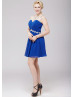 Royal Blue Chiffon Beaded Knee Length Prom Dress 